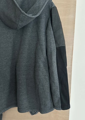 Gri MidiV yakalı Ceket Fermuarlı - Görsel 6