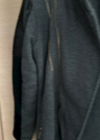 Gri MidiV yakalı Ceket Fermuarlı - Görsel 2