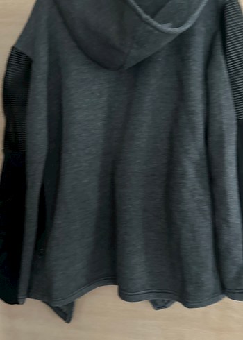 Gri MidiV yakalı Ceket Fermuarlı - Görsel 5