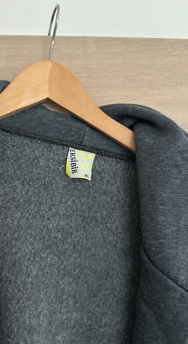 Gri MidiV yakalı Ceket Fermuarlı - Görsel 4