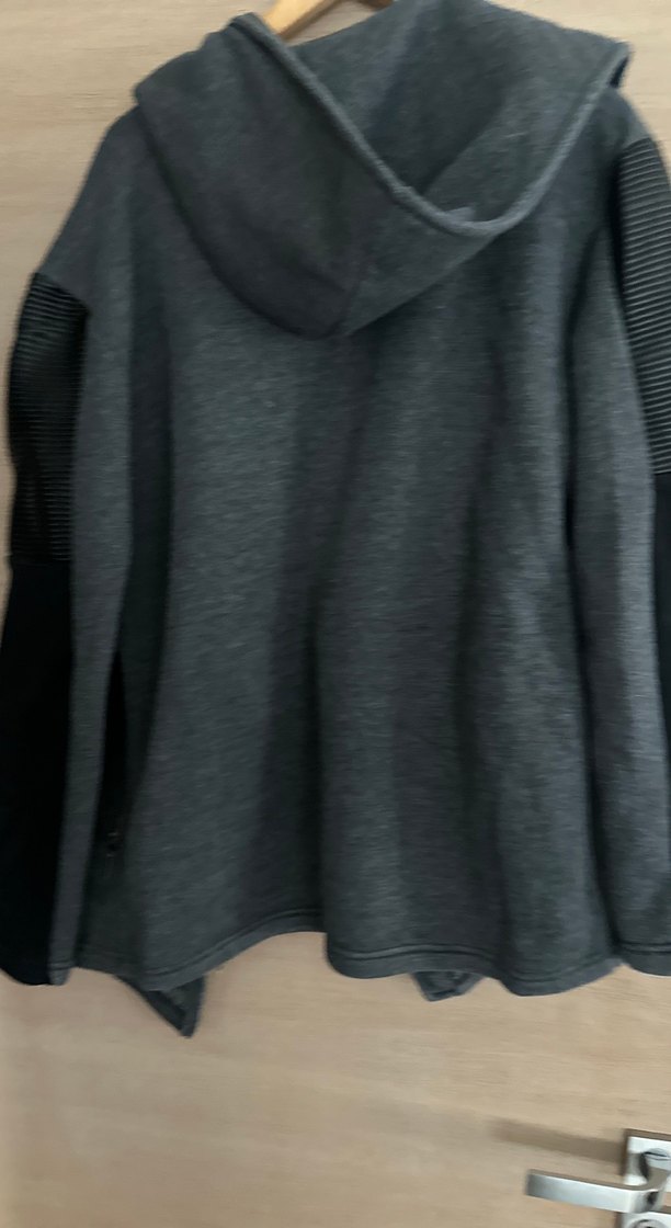 Gri MidiV yakalı Ceket Fermuarlı - Görsel 5