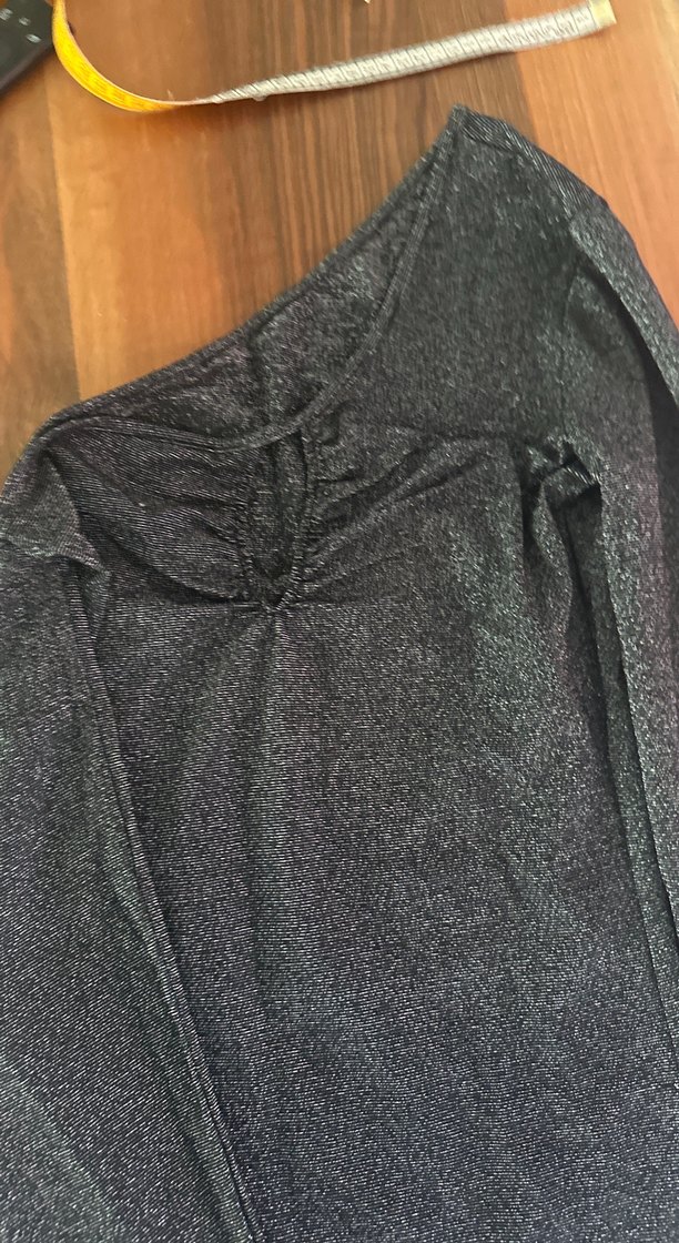 Gri Uzun Kollu simli mini yılbaşı için elbise - Görsel 2