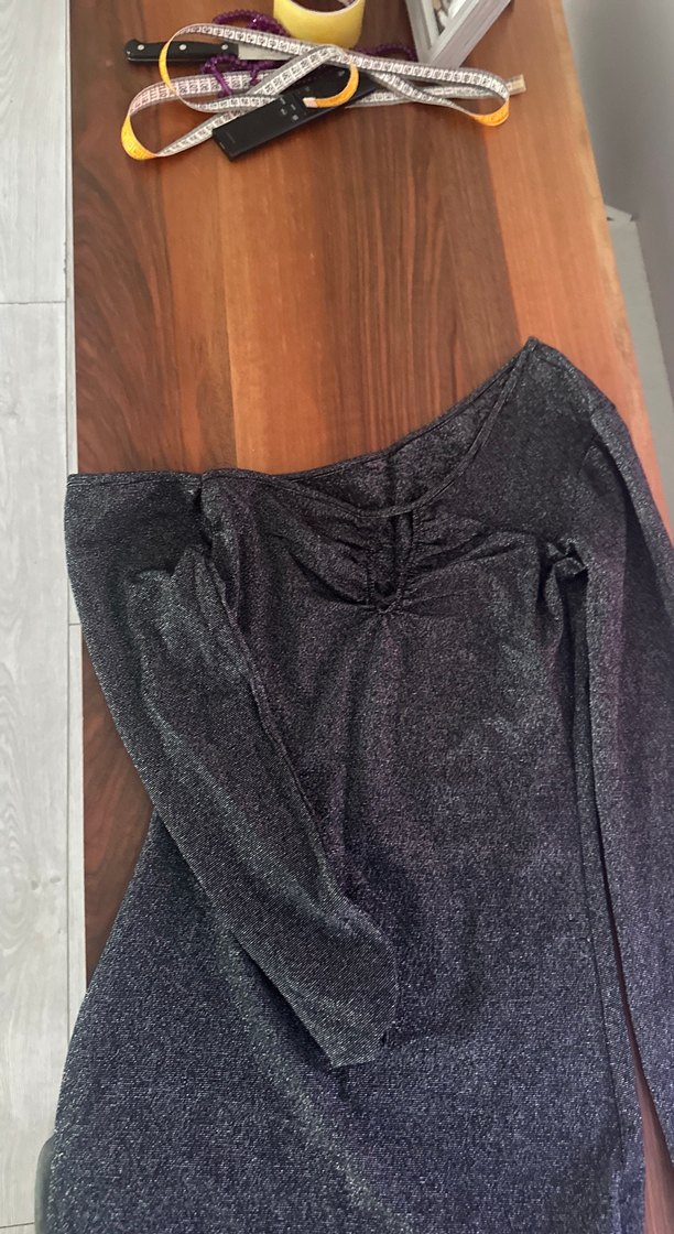 Gri Uzun Kollu simli mini yılbaşı için elbise - Görsel 3