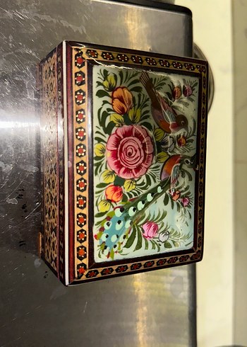 Çiçek Desenli Boncuklu Seramik görünümlü mücevher kutudu - Görsel 3