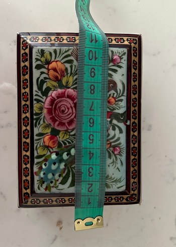 Çiçek Desenli Boncuklu Seramik görünümlü mücevher kutudu - Görsel 8