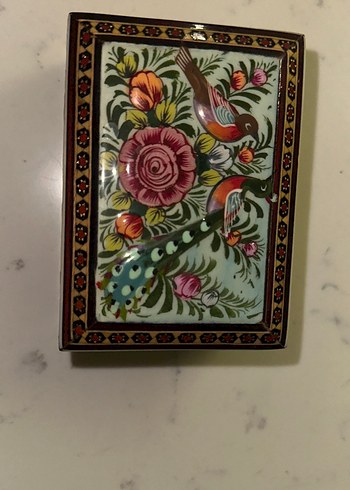 Çiçek Desenli Boncuklu Seramik görünümlü mücevher kutudu - Görsel 7