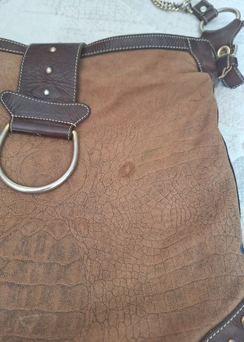 Kahverengi Deri Yılan Desenli Kadın Çanta - Görsel 2