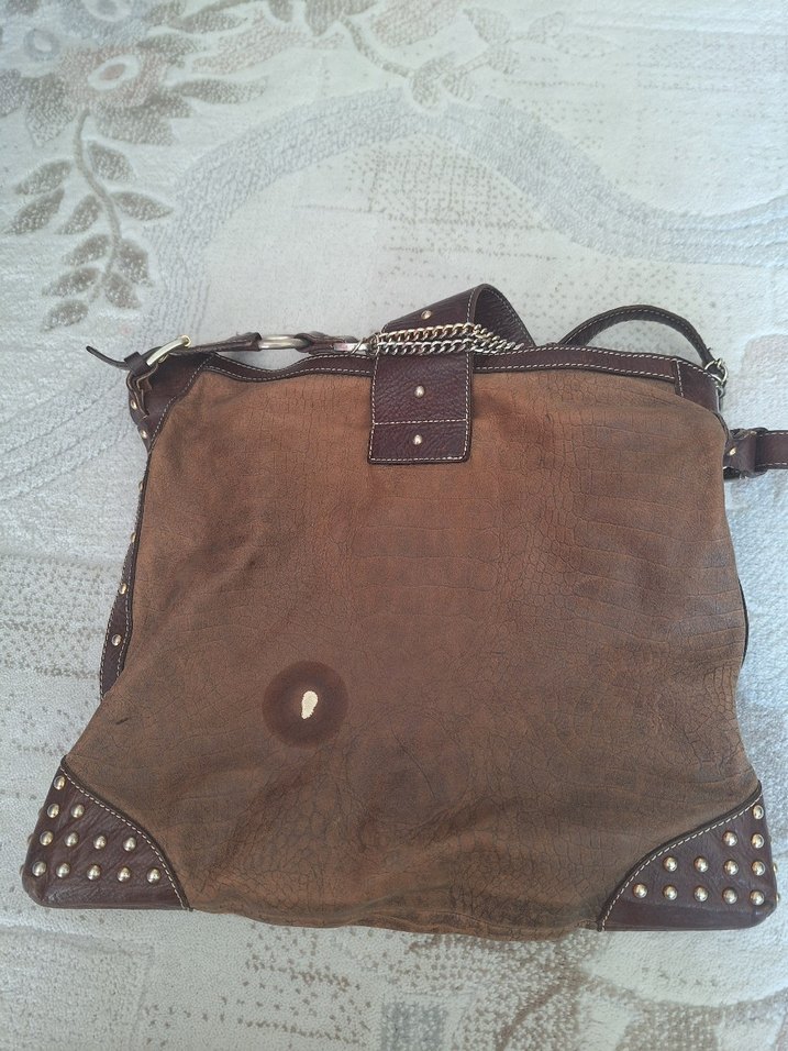 Kahverengi Deri Yılan Desenli Kadın Çanta - Görsel 5