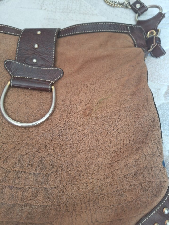 Kahverengi Deri Yılan Desenli Kadın Çanta - Görsel 2