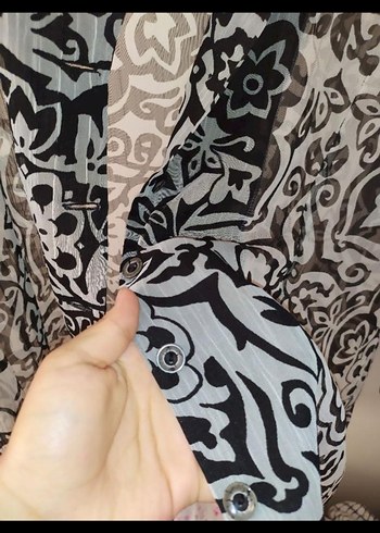 Bohem Gri Desenli Uzun Kollu gömlek. - Görsel 3