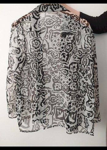 Bohem Gri Desenli Uzun Kollu gömlek. - Görsel 2