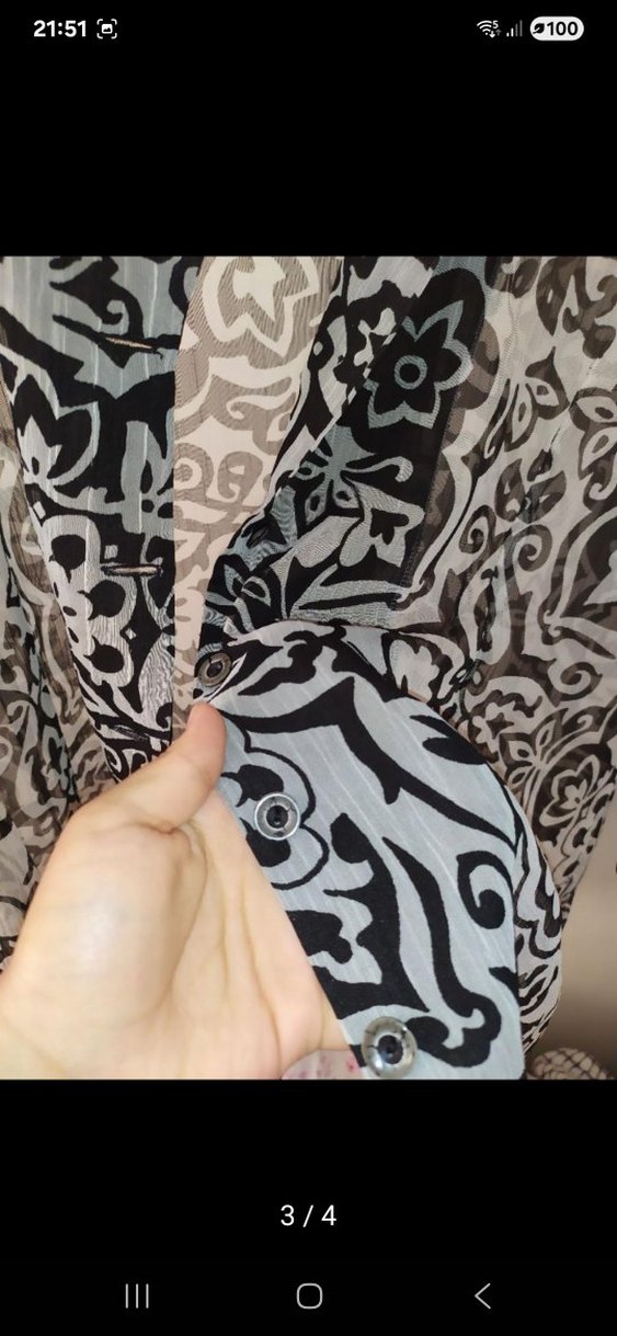 Bohem Gri Desenli Uzun Kollu gömlek. - Görsel 3