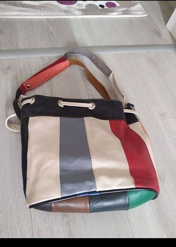 Renkli Bohem Kadın Deri Çanta - Görsel 2