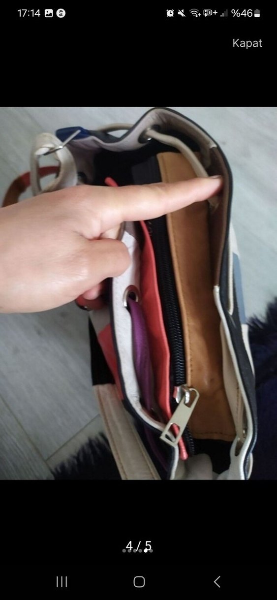 Renkli Bohem Kadın Deri Çanta - Görsel 4