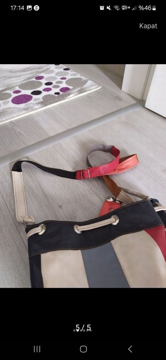 Renkli Bohem Kadın Deri Çanta - Görsel 5