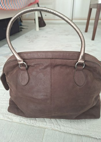 Kadın Bej Deri Pileli Omuz Çantası - Görsel 5