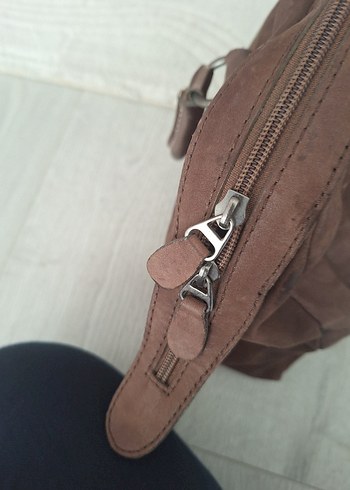 Kadın Bej Deri Pileli Omuz Çantası - Görsel 3