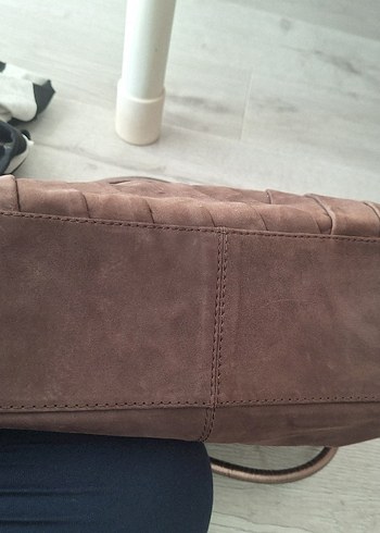 Kadın Bej Deri Pileli Omuz Çantası - Görsel 8