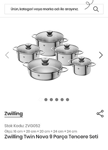 Zwilling nova 5 parça parça tencere seti 