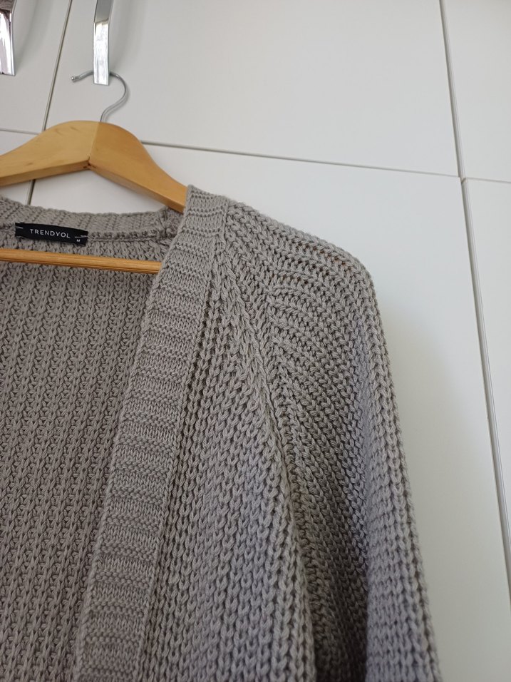 Gri Örgü Kadın Hırka - Görsel 4