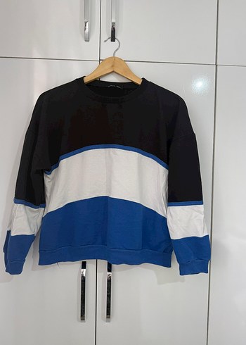 Diğer Mavi Siyah Düğmeli Uzun Kollu Sweatshirt