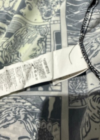 Düğmeli, Baskılı, Gri Uzun Kollu Kadın Gömlek - Görsel 6