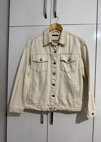 m Beden camel Renk Bej Düğmeli Kadın Denim Ceket