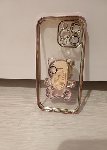 Pembe Payetli Bohem Ayıcık Telefon Kılıfı 14 pro - Görsel 2