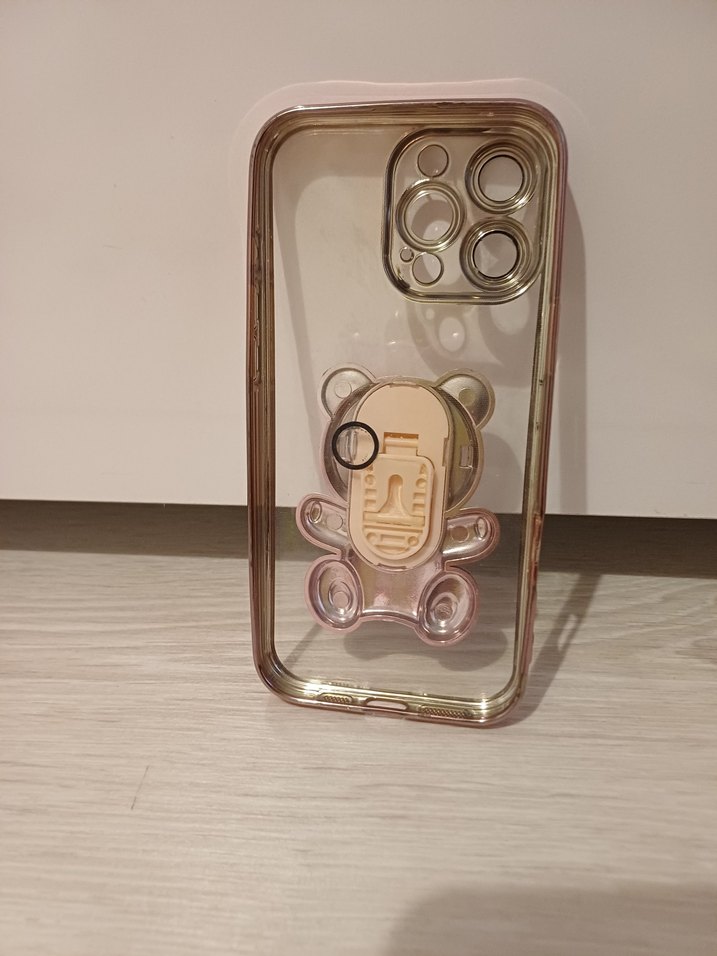 Pembe Payetli Bohem Ayıcık Telefon Kılıfı 14 pro - Görsel 2