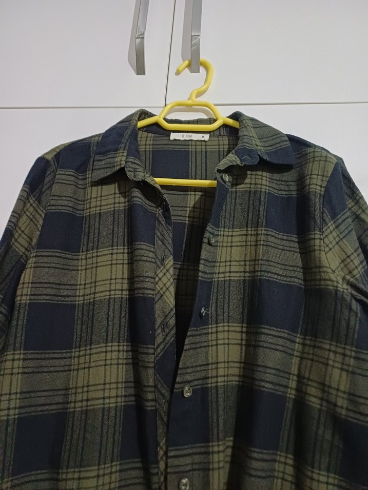 Kadın Haki Düğmeli Uzun Kollu Gömlek - Görsel 2