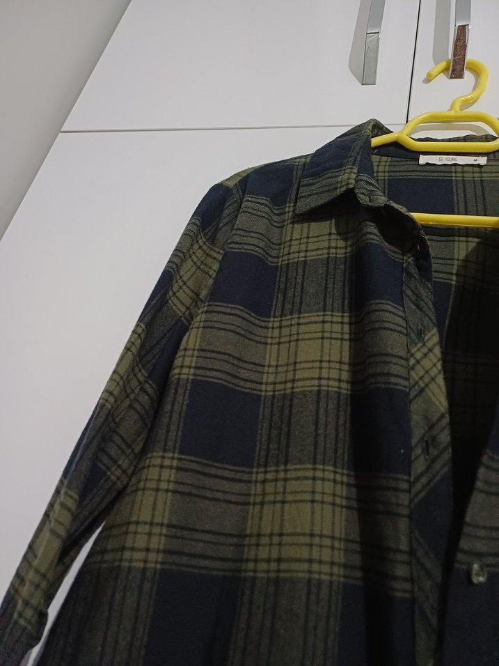 Kadın Haki Düğmeli Uzun Kollu Gömlek - Görsel 3