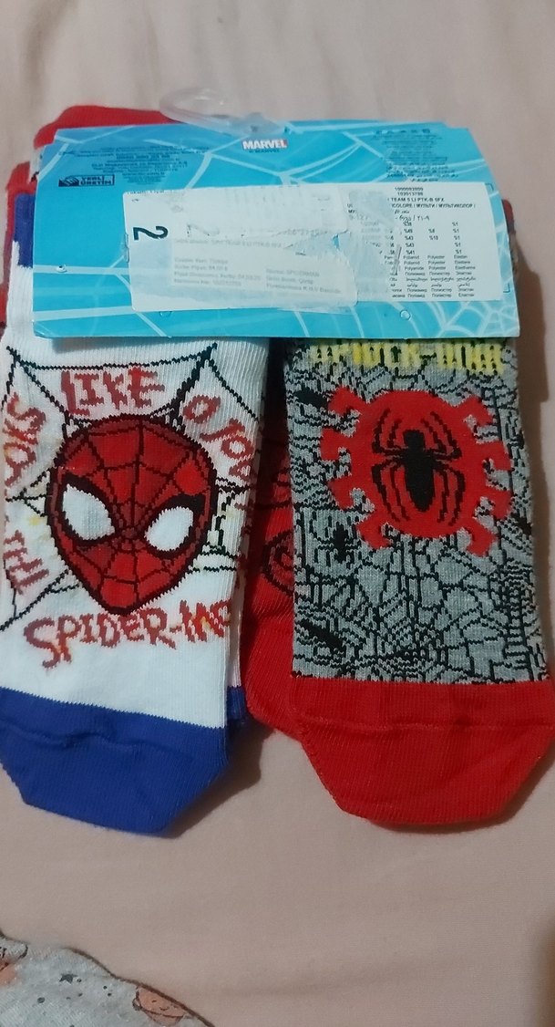 Çocuk Renkli Örümcek Adam Desenli Çorap 5'li - Görsel 3