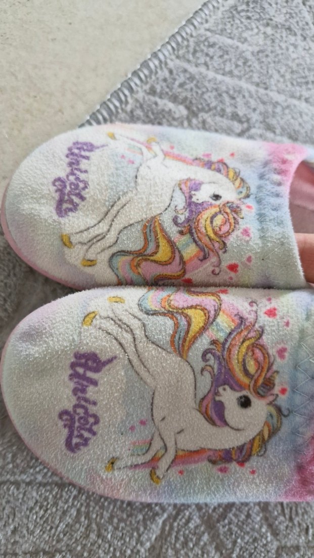 Kız Çocuk Unicorn Desenli Sıcak Ev Terliği - Görsel 2