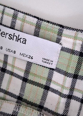 xs Beden yeşil Renk M&S Yeşil Ekose Pilili Mini Etek