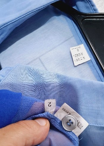 l Beden mavi Renk Mavi Düğmeli Kısa Kollu Gömlek