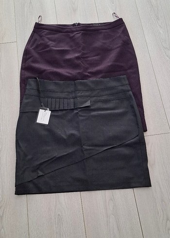 Mor ve Siyah Midi Kalem Etekler