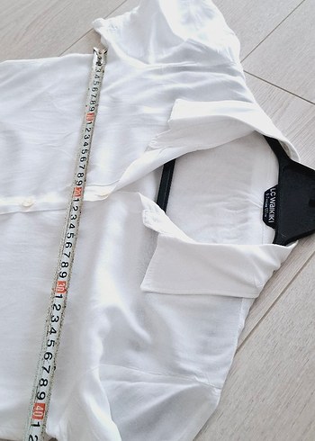 Kadın Beyaz Keten Kısa Kollu Gömlek - Görsel 7