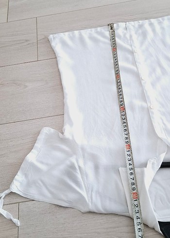 Kadın Beyaz Keten Kısa Kollu Gömlek - Görsel 9