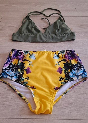 Sarı Çiçek Desenli Bohem Bikini Altı