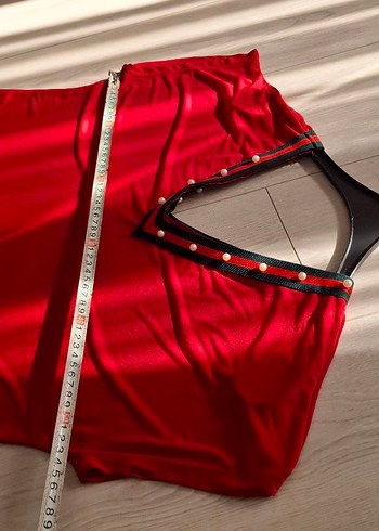 Kırmızı V Yaka Hamile Bluzu - Görsel 5