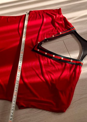 Kırmızı V Yaka Hamile Bluzu - Görsel 9