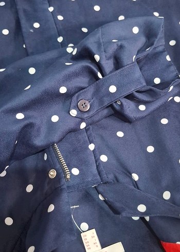 Lacivert Puantiyeli Midi Yağmurluk - Görsel 11