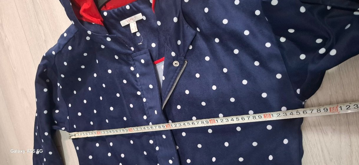 Lacivert Puantiyeli Midi Yağmurluk - Görsel 5