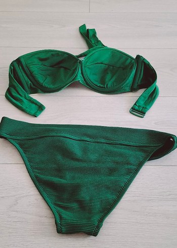 l Beden Straplez Koyu Yeşil Bohem Bikini