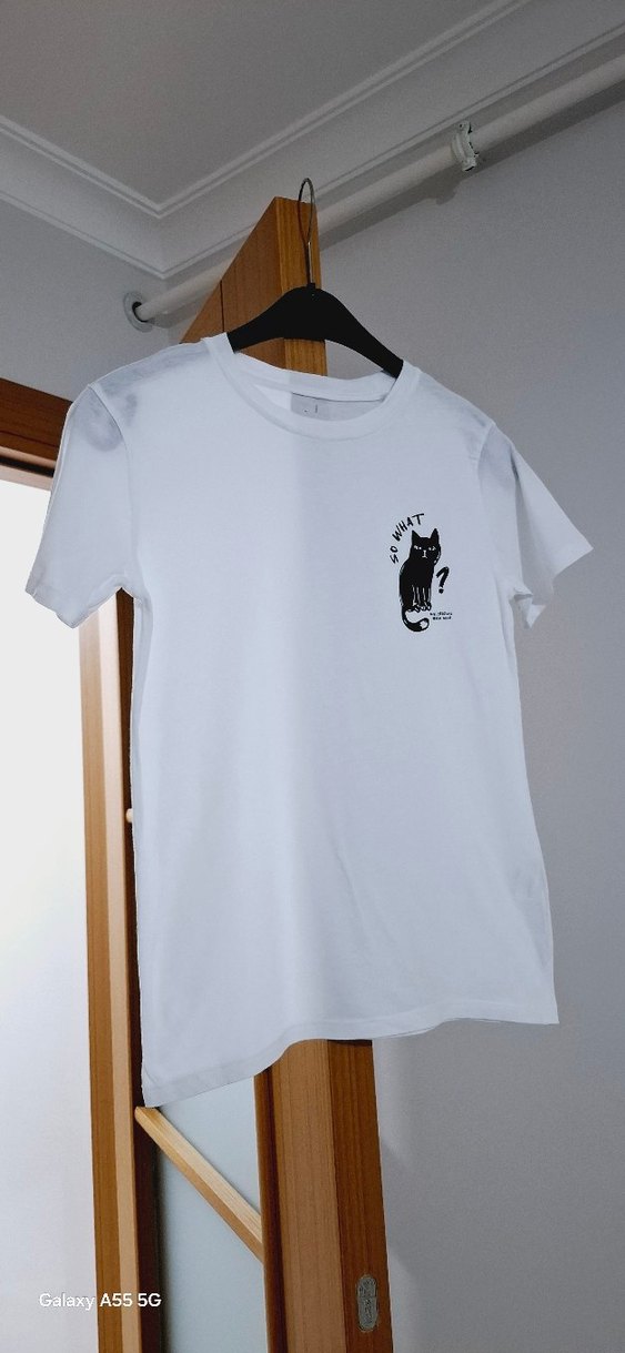 Baskılı Beyaz Hamile Tişörtü - Görsel 2