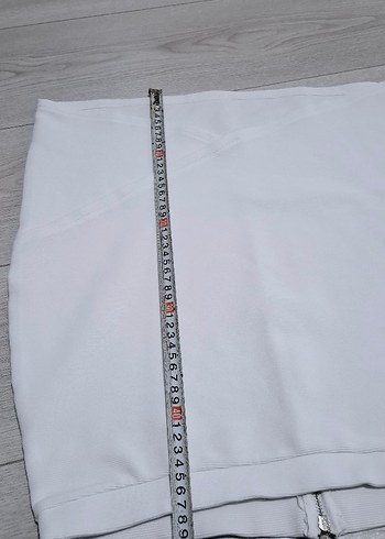 Beyaz Drapeli Midi Hamile Eteği - Görsel 6