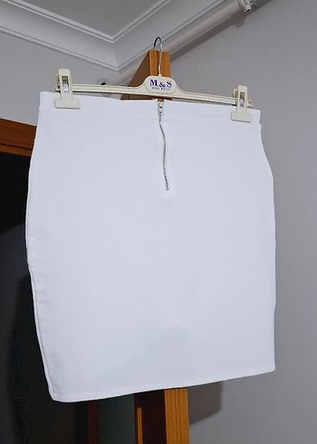 Beyaz Drapeli Midi Hamile Eteği - Görsel 3