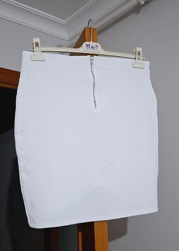 Beyaz Drapeli Midi Hamile Eteği - Görsel 5