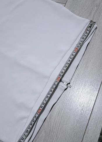 Beyaz Drapeli Midi Hamile Eteği - Görsel 7