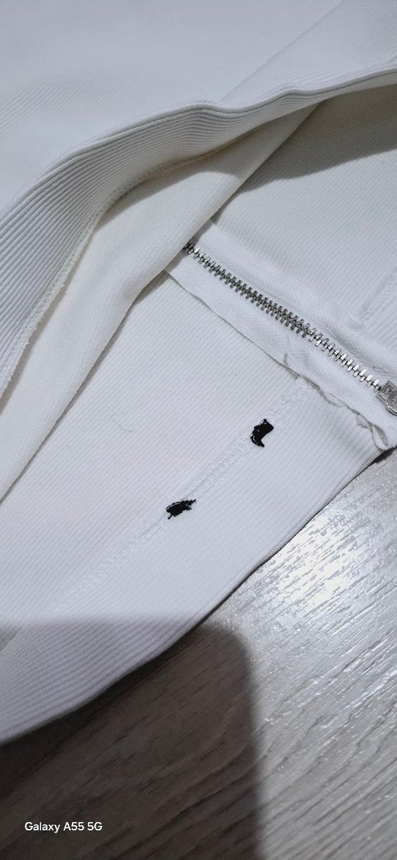 Beyaz Drapeli Midi Hamile Eteği - Görsel 4